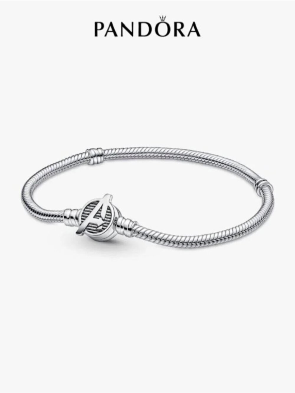 Pandora Moments Marvel The Avengers Logo Clasp Snake Chain Bracelet